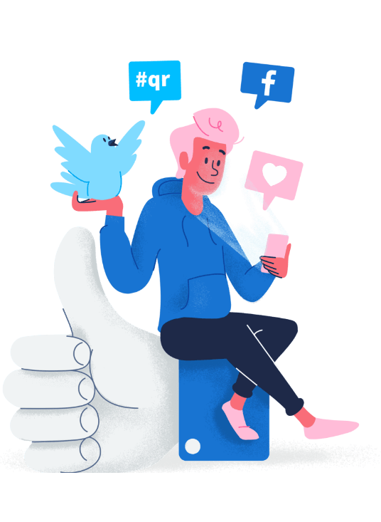 Illustration of a person browsing the web and social media